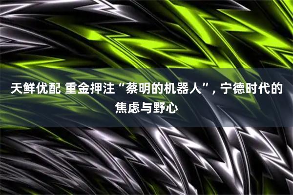 天鲜优配 重金押注“蔡明的机器人”, 宁德时代的焦虑与野心